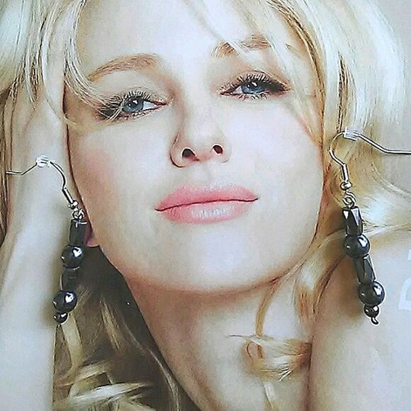 Onyx & Black Pearls Pierced Earrings Silver Dangle Beaded Elegant Quiet Luxury - Picture 5 of 5